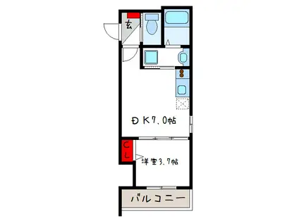 LUNA TERRACE 近代前(1DK/1階)の間取り写真