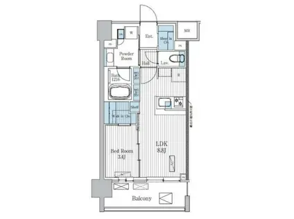 TERRA蚕糸の森(1LDK/8階)の間取り写真