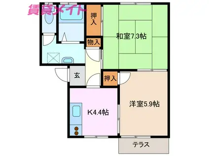 アミューズ花ノ木(2K/1階)の間取り写真