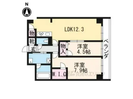 セントリヴィエ二条(2LDK/2階)の間取り写真