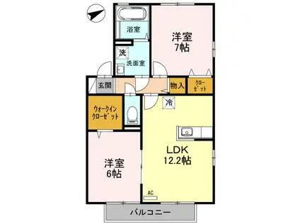 リビングタウン宇多津 C棟(2LDK/2階)の間取り写真