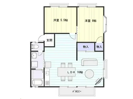 ハイグレートタウン多治米C(2LDK/2階)の間取り写真