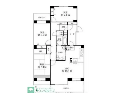 TS GARDEN西寺尾 B棟(3LDK/1階)の間取り写真