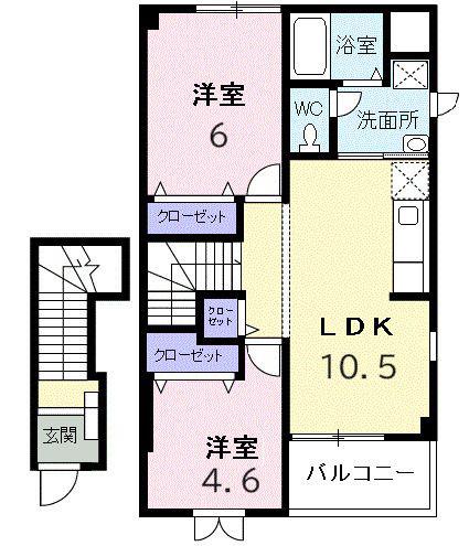 コンステラシオン(2LDK/2階)の間取り写真