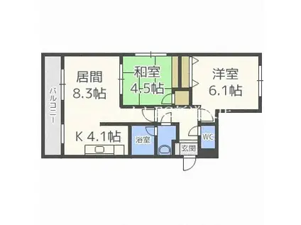 コフレッタ環状通東(2LDK/3階)の間取り写真
