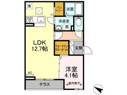 エミグランド愛甲石田(1LDK/1階)の間取り写真