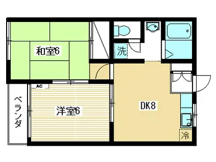 貸マンション 2DK 中馬込2丁目(2DK/2階)の間取り写真