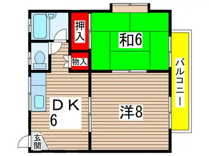 プランドール亀岡(2DK/2階)の間取り写真