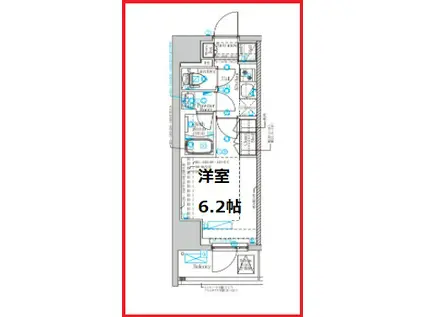 ディップス亀有駅前(1K/8階)の間取り写真