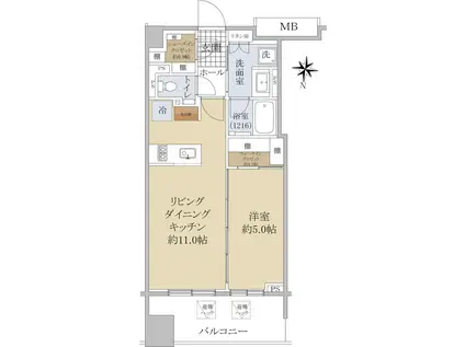 パークリュクス札幌大通公園(1LDK/3階)の間取り写真