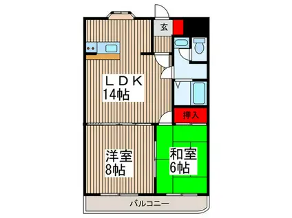 ジャスティムK2(2LDK/5階)の間取り写真