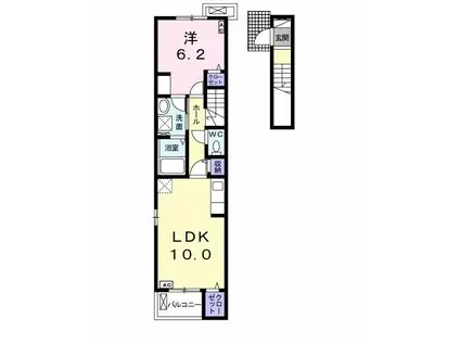 MAKAPUU Iマカプゥ(1LDK/2階)の間取り写真