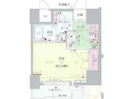 ディナスティ福島II(1K/15階)の間取り写真