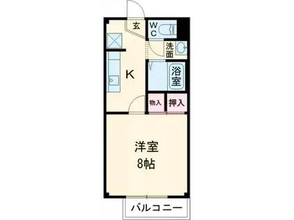 宮司サンシャインIII(1K/2階)の間取り写真