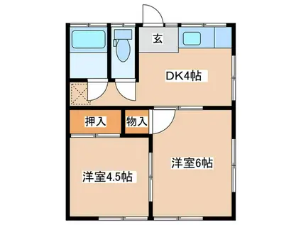 大橋アパート(2DK/1階)の間取り写真