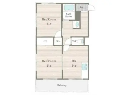 昭郷ツインハイツA(2DK/1階)の間取り写真