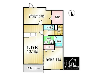 サンヴィラージュ B(2LDK/2階)の間取り写真