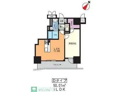 果樹園ST(1LDK/12階)の間取り写真