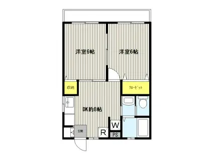 サンブランシュA棟(2DK/1階)の間取り写真