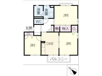 テラセ・ヴィータ(3DK/2階)の間取り写真