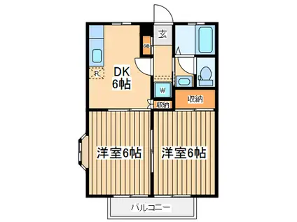 パークアベニュー・イトウⅠ(2DK/2階)の間取り写真