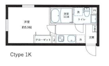 レピュア目黒本町レジデンス(1K/2階)の間取り写真