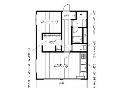 ビラ松風苑(1LDK/3階)の間取り写真
