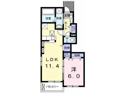 ミライ A(1LDK/1階)の間取り写真