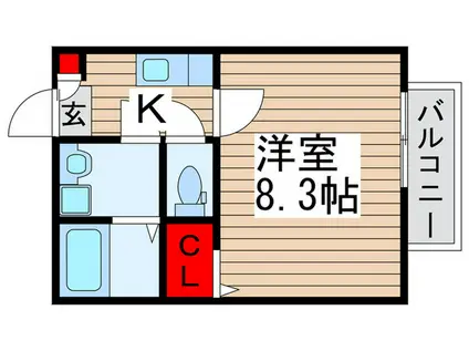 クレフラスト北小金(1K/2階)の間取り写真
