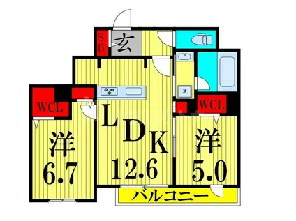 メゾンクレール谷在家(2LDK/3階)の間取り写真