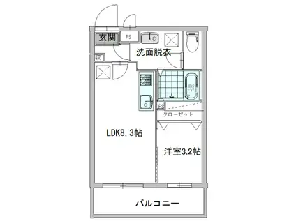 アネモス(1LDK/2階)の間取り写真