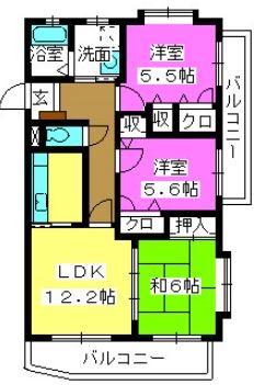 メゾンドール荒木(3LDK/2階)の間取り写真