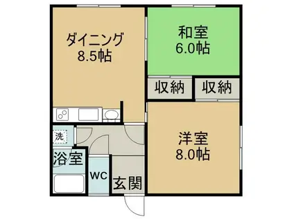 マリンマンションB(2DK/1階)の間取り写真