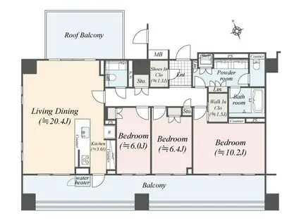 ザ・パークハウス グラン 三番町(3LDK/15階)の間取り写真