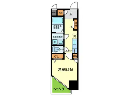 デコール神戸I(1K/2階)の間取り写真