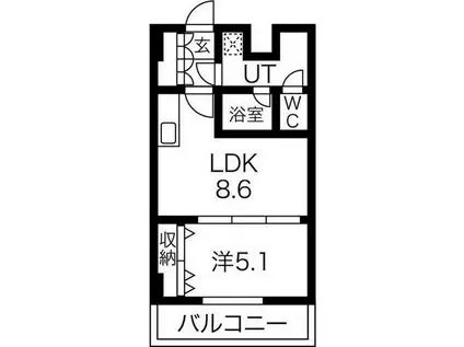 ONE ROOF FLAT TENJINBASHI(1LDK/13階)の間取り写真