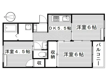 ペアパレス(3K/3階)の間取り写真