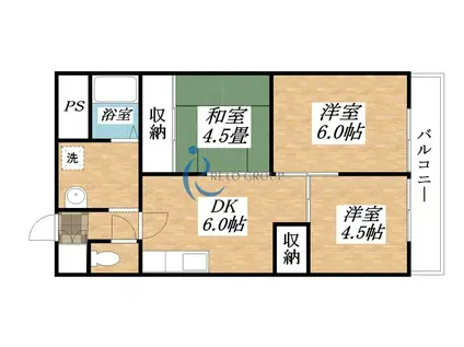 日宝メゾンドショウ(3DK/3階)の間取り写真