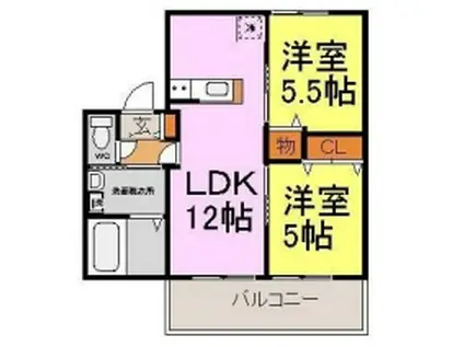 カーサエルソレ―ユ(2LDK/1階)の間取り写真