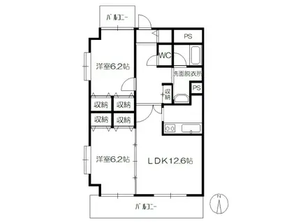 ラフィーネI番館(2LDK/3階)の間取り写真