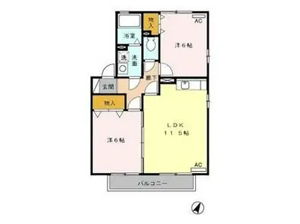 ウィルモア21 A(2LDK/2階)の間取り写真