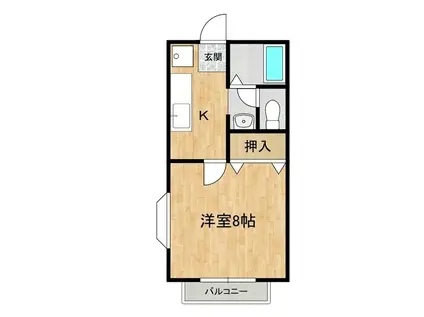 ユタカハイツ(1K/2階)の間取り写真