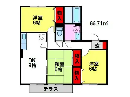 パルマローザ(3DK/1階)の間取り写真