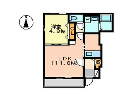 ウエストン川間(1LDK/1階)の間取り写真