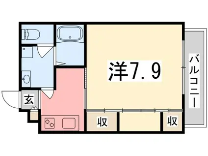 リープラス網干(1K/1階)の間取り写真