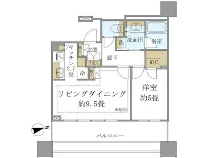 白金ザ・スカイ ウエスト(1LDK/15階)の間取り写真