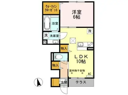 ルリアン(1LDK/1階)の間取り写真