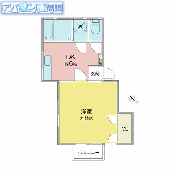 ハイツ汐風(1DK/2階)の間取り写真