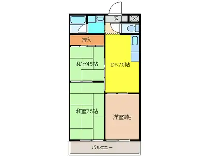 上野ハイツ(3DK/2階)の間取り写真