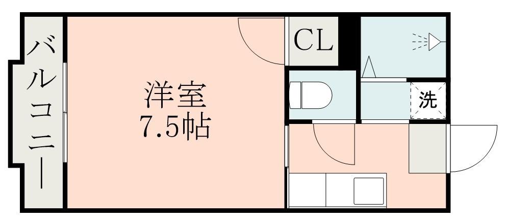 レインボー上荒田(1K/5階)の間取り写真